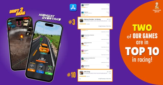 Two of Our Games are in Top 10 in Racing!